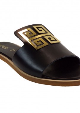 Fardoulis shoes Γυναικείες Παντόφλες 2Δ53 Μαύρο Δέρμα
