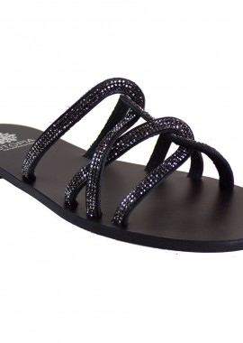 UTOPIA Γυναικεία Παπούτσια Παντόφλες U1-003 Μαύρο Δέρμα