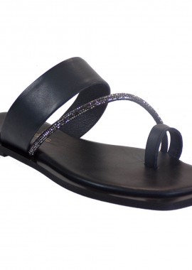 Xaris Kazakos Γυναικεία Παπούτσια Πέδιλα 1507 Μαύρο Δέρμα