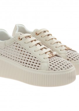 Renato Garini - Renato Garini Γυναικεία Παπούτσια Sneakers 170-19R Μπέζ Πλέκτο W119R1703586