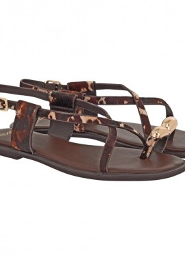 EXE - Exe Shoes Γυναικεία Παπούτσια FLATS Πέδιλα 19A-026 Μπέζ Καφέ COW ΠΟΝΥ ΧΡΥΣΟ W419A02610W1