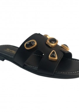 Fardoulis Shoes - Fardoulis shoes Γυναικείες Παντόφλες 164-49 Μαύρο Δέρμα