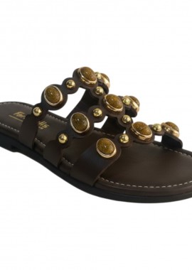 Fardoulis shoes Γυναικείες Παντόφλες 164-22 Καφέ Δέρμα