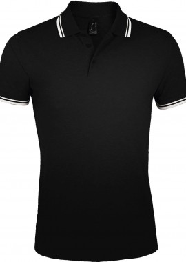 Ανδρικό πόλο πικέ Pasadena Men SOLS 00577 Black/White