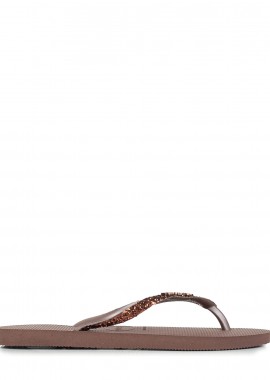 Havaianas - Σαγιονάρες γυναικείες Havaianas Καφέ Σκούρο 4146975-0727 Havaianas Slim Glitter II 262