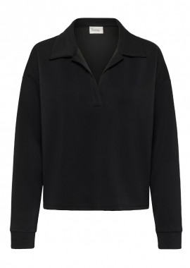ΓΥΝΑΙΚΕΙΑ POLO ΜΑΚΡΥΜΑΝΙΚΗ ΜΠΛΟΥΖΑ HelleMW MY ESSENTIAL V ΛΑΙΜΟΚΟΨΗ ΜΑΥΡΟ