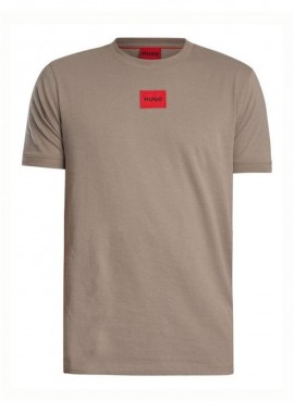 HUGO - ΑΝΔΡΙΚΟ T-SHIRT HUGO DIRAGOLINO212 ΚΟΝΤΟΜΑΝΙΚΟ ΑΝΟΙΧΤΟ ΚΑΦΕ