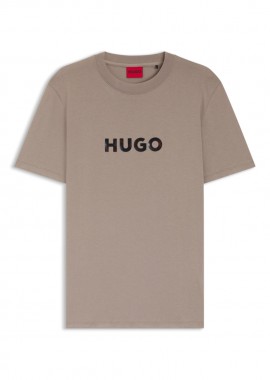 HUGO - ΑΝΔΡΙΚΟ T-SHIRT HUGO DUMEO ΚΟΝΤΟΜΑΝΙΚΟ ΑΝΟΙΧΤΟ ΚΑΦΕ