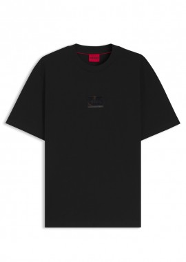 ΑΝΔΡΙΚΟ T-SHIRT HUGO DUMEON ΚΟΝΤΟΜΑΝΙΚΟ ΜΑΥΡΟ