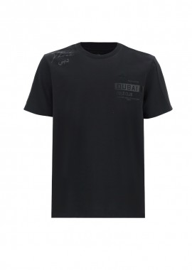 LA MARTINA - ΑΝΔΡΙΚΟ T-SHIRT LA MARTINA ΚΟΝΤΟΜΑΝΙΚΟ ΜΑΥΡΟ