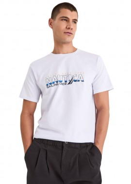 NAUTICA - ΑΝΔΡΙΚΟ T-SHIRT NAUTICA ΚΟΝΤΟΜΑΝΙΚΟ ΛΕΥΚΟ