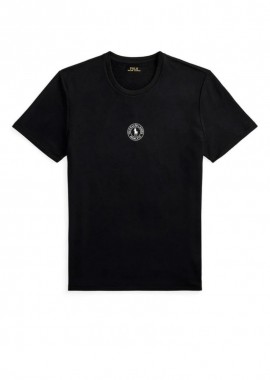 ΑΝΔΡΙΚΟ T-SHIRT CREW NECK POLO RALPH LAUREN ΚΟΝΤΟΜΑΝΙΚΟ ΚΑΝΟΝΙΚΗ ΓΡΑΜΜΗ ΜΑΥΡΟ