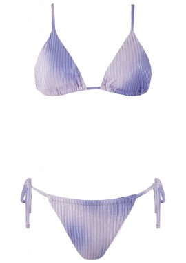 gsecret - Σέτ μαγιό τριγωνάκι bikini brazilianne δετό tie-dye print. Καλύπτει Β Cup. ΛΙΛΑ