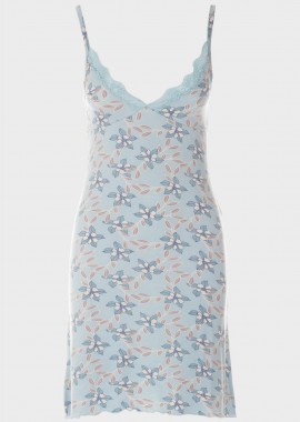 gsecret - Γυναικείο νυχτικό print floral λεπτομέρειες δαντέλας ΣΙΕΛ