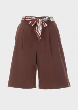 Γυναικεία βερμούδα ψηλόμεση μονόχρωμη MARRON