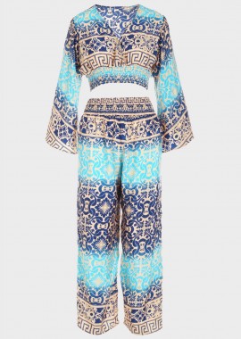 gsecret - Σετ παντελόνα crop top all print. MULTI COLOUR