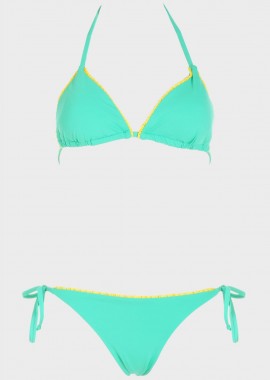 Σετ bikini τριγωνάκι με λεπτομέρειες βολάν. Καλύπτει B Cup ΠΡΑΣΙΝΟ
