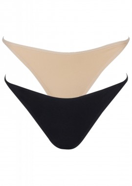 Γυναικείο σλίπ cotton λεπτό στο πλάι. Συσκευασία 2pack. ΜΠΕΖ ΜΑΥΡΟ