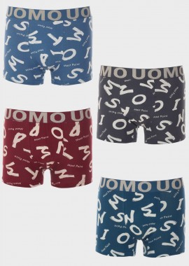 Ανδρικό boxer με σχέδια UOMO εξωτερικό λάστιχο. Συσκευασία 4 τεμαχίων MULTI COLOUR