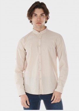 Ανδρικό πουκάμισο λινό γιακάς mao. ΜΠΕΖ