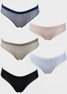 gsecret - Γυναικείο all cotton slip εξωτερικό λάστιχο. Συσκευασία 5pack. MULTI COLOUR