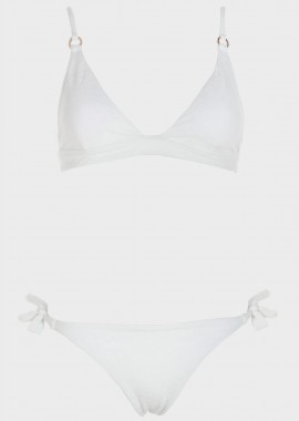 gsecret - Σετ bikini με ανάγλυφα σχέδια slip δετό.Καλύπτει B Cup ΛΕΥΚΟ