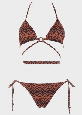 gsecret - Σετ bikini τριγωνάκι πολυμορφικό all print .Kαλύπτει B Cup COPPER