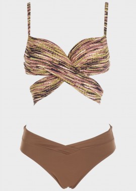 Bikini extra push up μονόχρωμο slip κανονική γραμμή.Καλύπτει B Cup SAND
