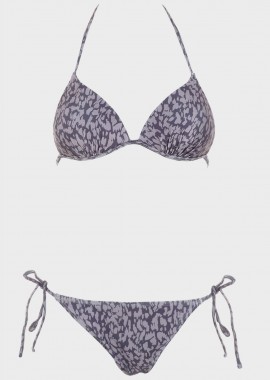 gsecret - Γυναικείο set μπικίνι τριγωνάκι push up all print.Καλύπτει B Cup ΓΚΡΙ