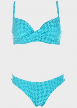 Bikini μονόχρωμο με ανάγλυφα σχέδια. Καλύπτει B-C Cup ΠΕΤΡΟΛ