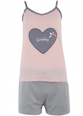 Γυναικείο B.doll λεπτή print-hearts σόρτς ριγέ. Girly style ΡΟΖ