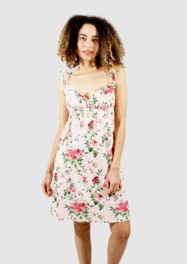 gsecret - Γυναικείο νυχτικό all print floral ρυθμιζόμενη τιράντα. ΡΟΖ