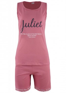 Γυναικείο baby-doll Fawn στάμπα Juliet αμάνικο. ΡΟΖ