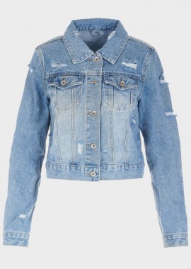 Γυναικείο jacket jean με σκισίματα.Denim Collection. JEAN