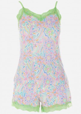gsecret - Γυναικείο baby doll all print λεπτομέρειες δαντέλας.Homewear Collection. MULTI COLOUR