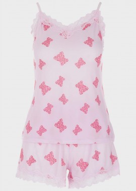 Γυναικείο baby doll all print bears ΡΟΖ