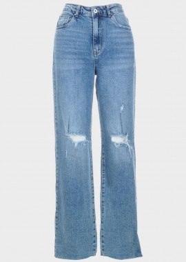 Γυναικεία παντελόνα jean σταθερό ύφασμα με σκισίματα. Denim Collection JEAN