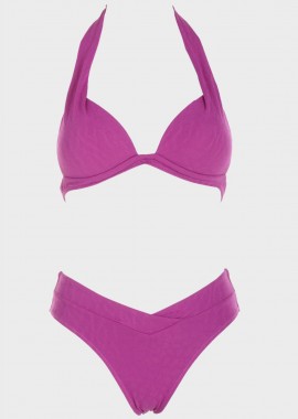 Bikini μονόχρωμο με ανάγλυφα σχέδια.Καλύπτει B Cup ΜΩΒ