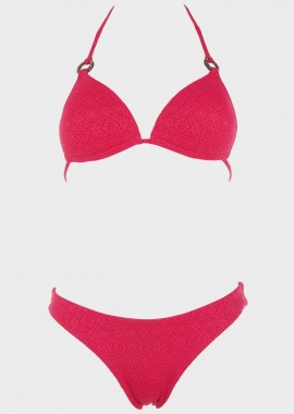 Σετ μπικίνι τριγωνάκι μονόχρωμο.Καλύπτει B Cup. ΦΟΥΞΙΑ