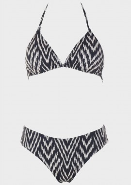 Bikini τριγωνάκι all print. Kαλύπτει Β Cup ΜΑΥΡΟ