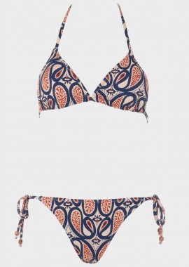 gsecret - Bikini τριγωνάκι all print. Καλύπτει B Cup. ΜΠΛΕ