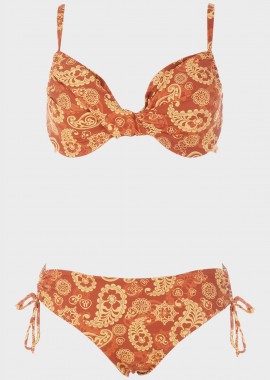 Bikini all print slip πλαϊνά ρυθμιζόμενα κορδονάκια. Καλύπτει D Cup COPPER