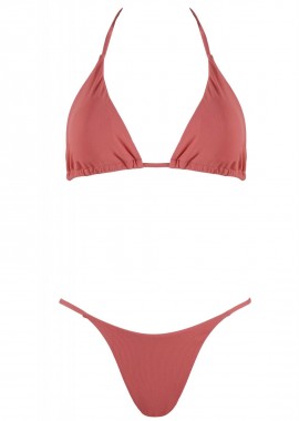 Σέτ τρίγωνο μογιό αποσπώμενη ενίσχυση bikini brazilianne. Καλύπτει B Cup. COPPER