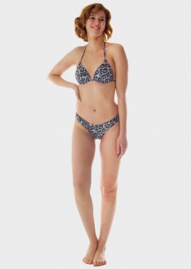 gsecret - Γυναικείο σετ μαγιό bikini all print ενσωματωμένη ενίσχυση slip brazil.Καλύπτει B Cup ΓΚΡΙ