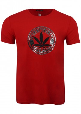 Ανδρικό t-shirt κοντό μανίκι στάμπα. Basic Collection. ΚΟΚΚΙΝΟ