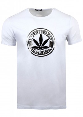 Ανδρικό t-shirt κοντό μανίκι στάμπα. Basic Collection. ΛΕΥΚΟ