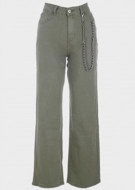 Γυναικεία jean παντελόνα high waist. Denim Collection ΧΑΚΙ