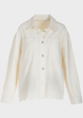 Τζιν jacket με κιπούρ τελείωμα ΕΚΡΟΥ