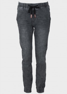 Ανδρικό jean παντελόνι λάστιχο στη μέση τσέπες. Denim Collection. ΓΚΡΙ