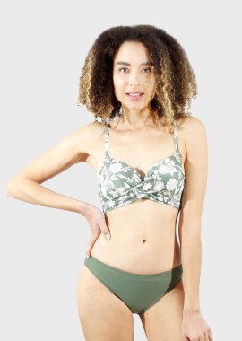 Γυναικείο set μαγιο all print ενσωματωμένη ενίσχυση bikini κανονική γραμμή. Β CUP OLIVE